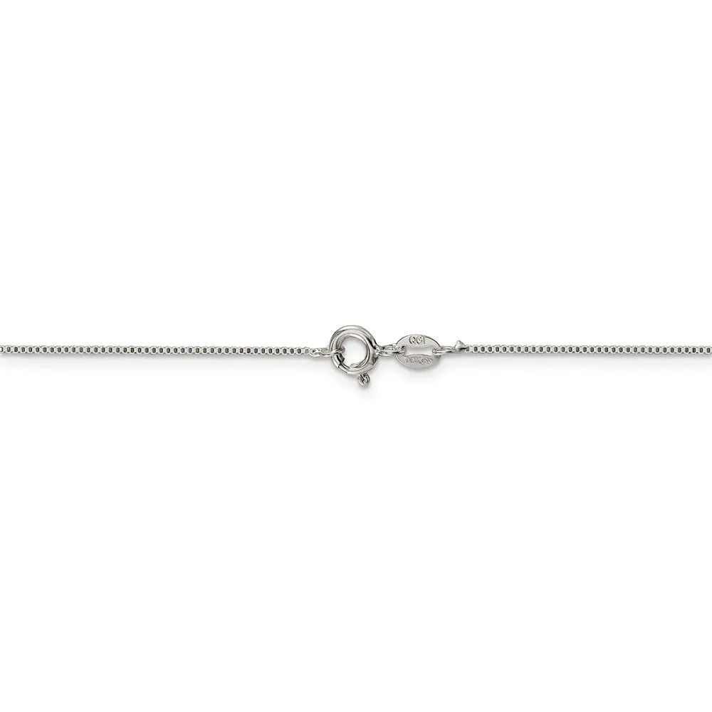 0.8mm, Sterling Silver, Solid Box Chain Necklace