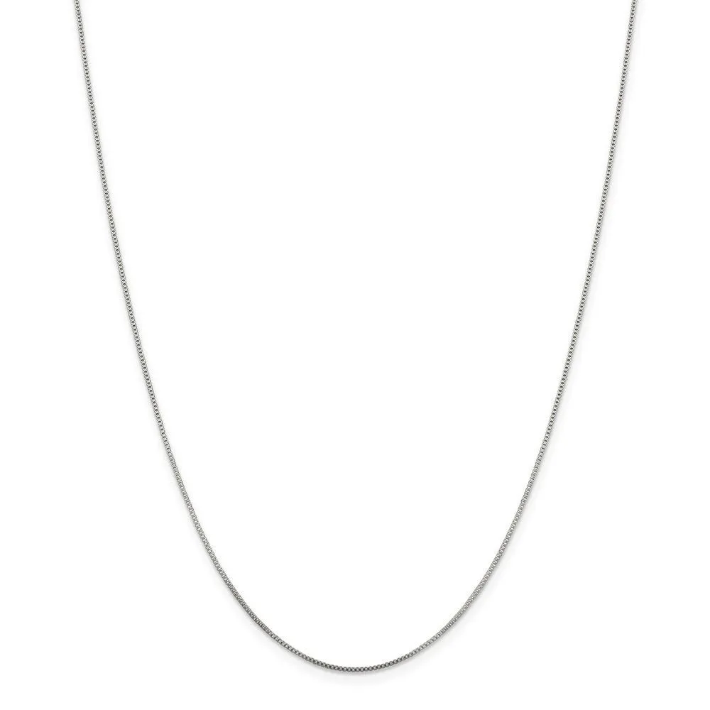 0.8mm, Sterling Silver, Solid Box Chain Necklace