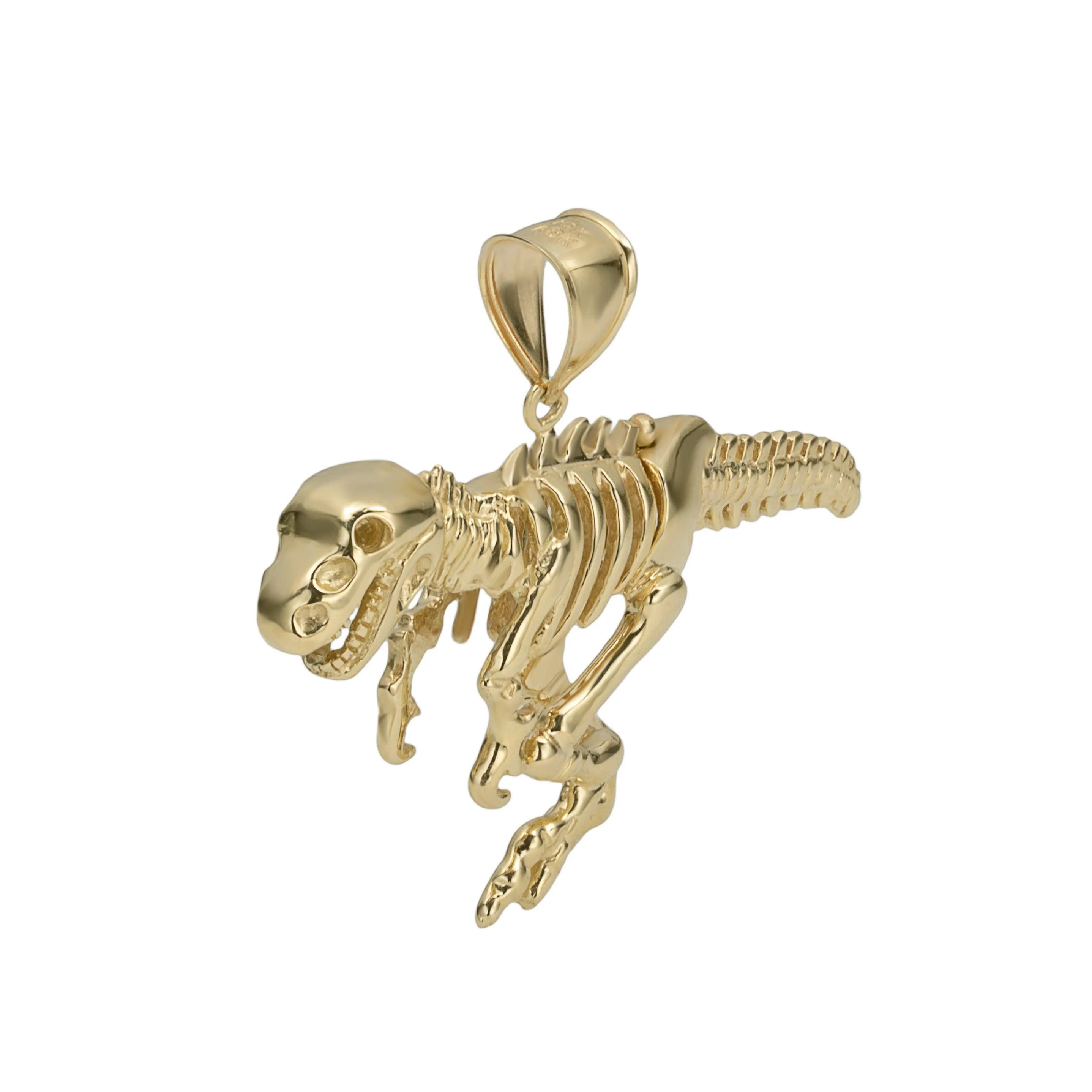 1 3/4" T-Rex Dinosaur Pendant Solid 10K Yellow Gold