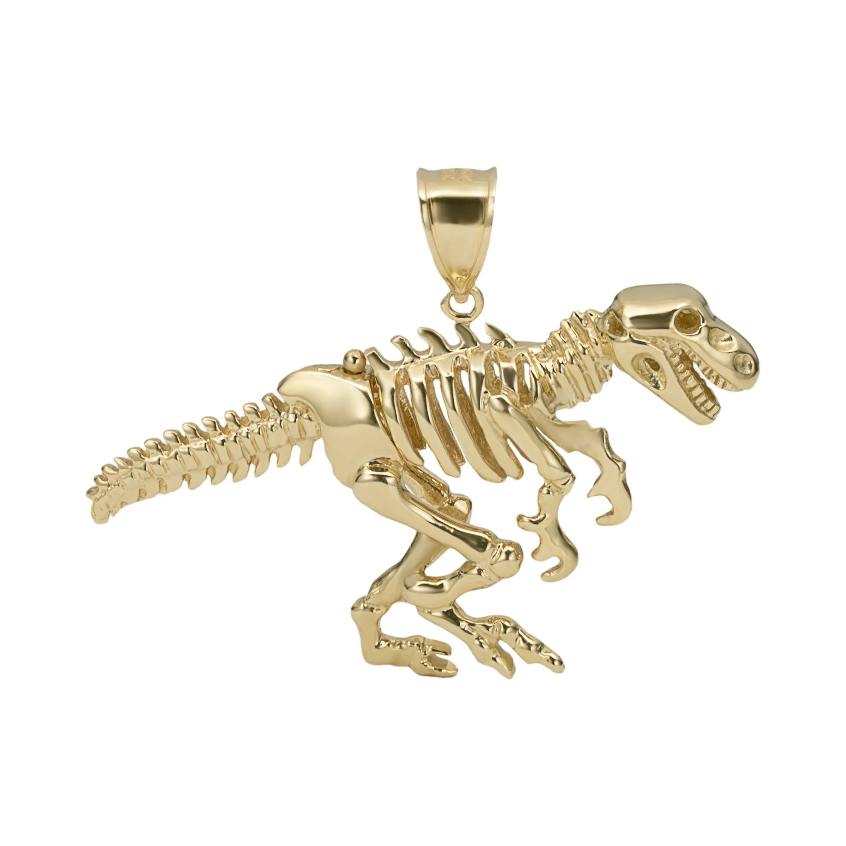 1 3/4" T-Rex Dinosaur Pendant Solid 10K Yellow Gold