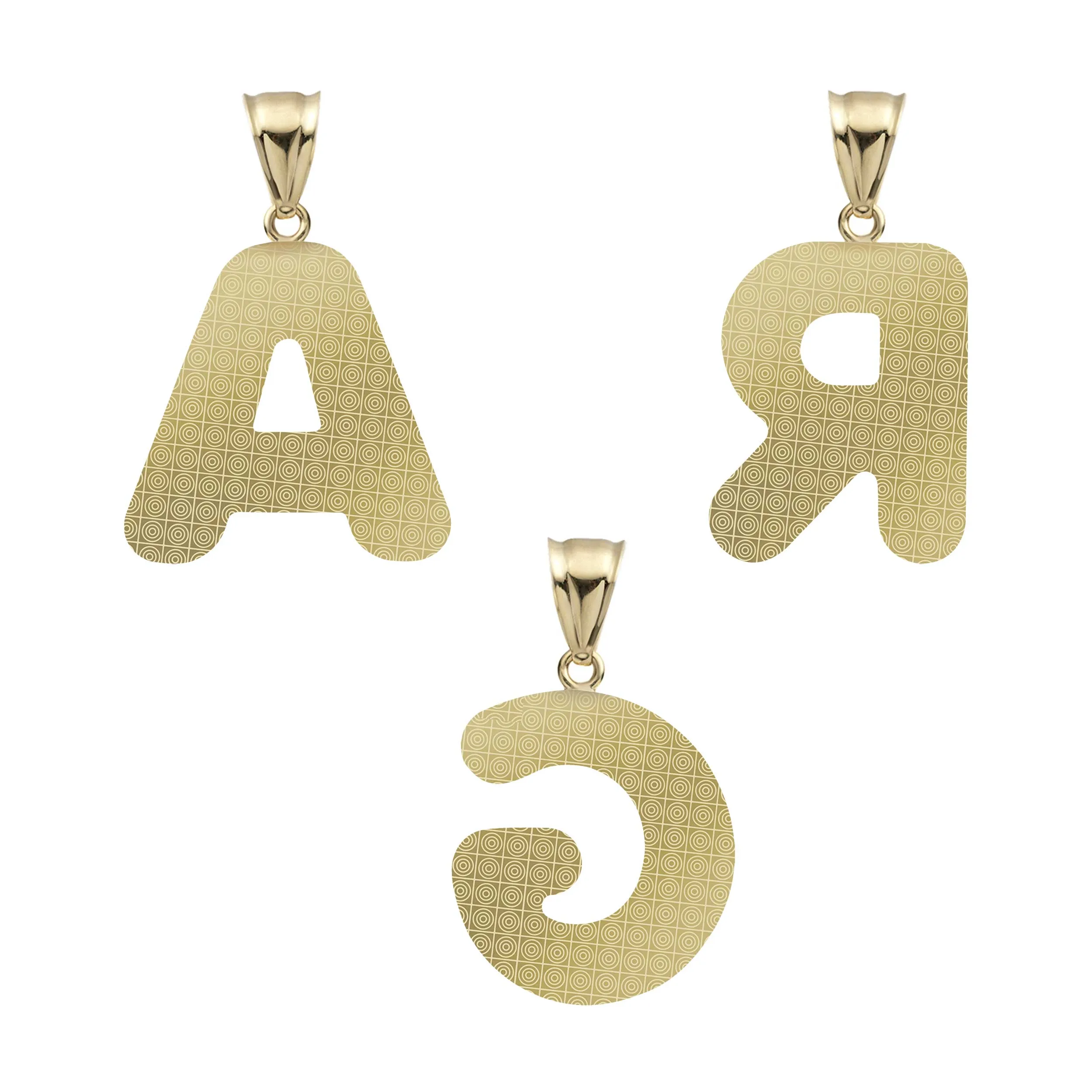 1 3/8" Bubble Initial Letter Pendant 10K Yellow Gold