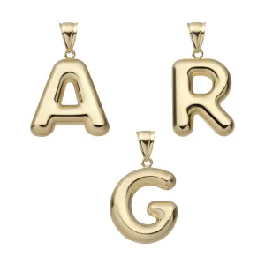 1 3/8" Bubble Initial Letter Pendant 10K Yellow Gold