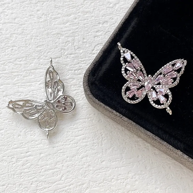 1 Piece 22 * 27mm Copper Zircon Butterfly Polished Pendant