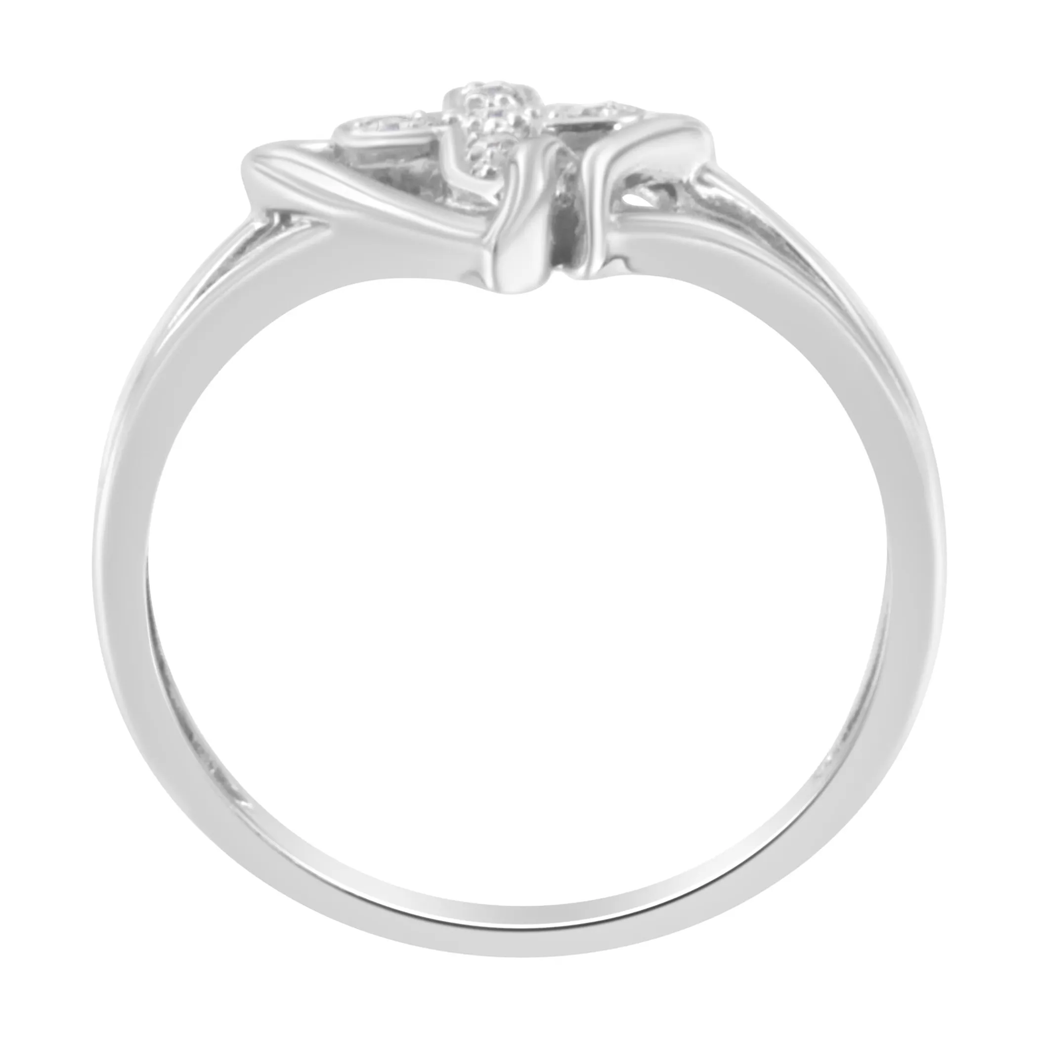 10K White Gold Diamond-Accented Cross & Open Heart Promise Fashion Ring (H-I Color, I1-I2 Clarity)