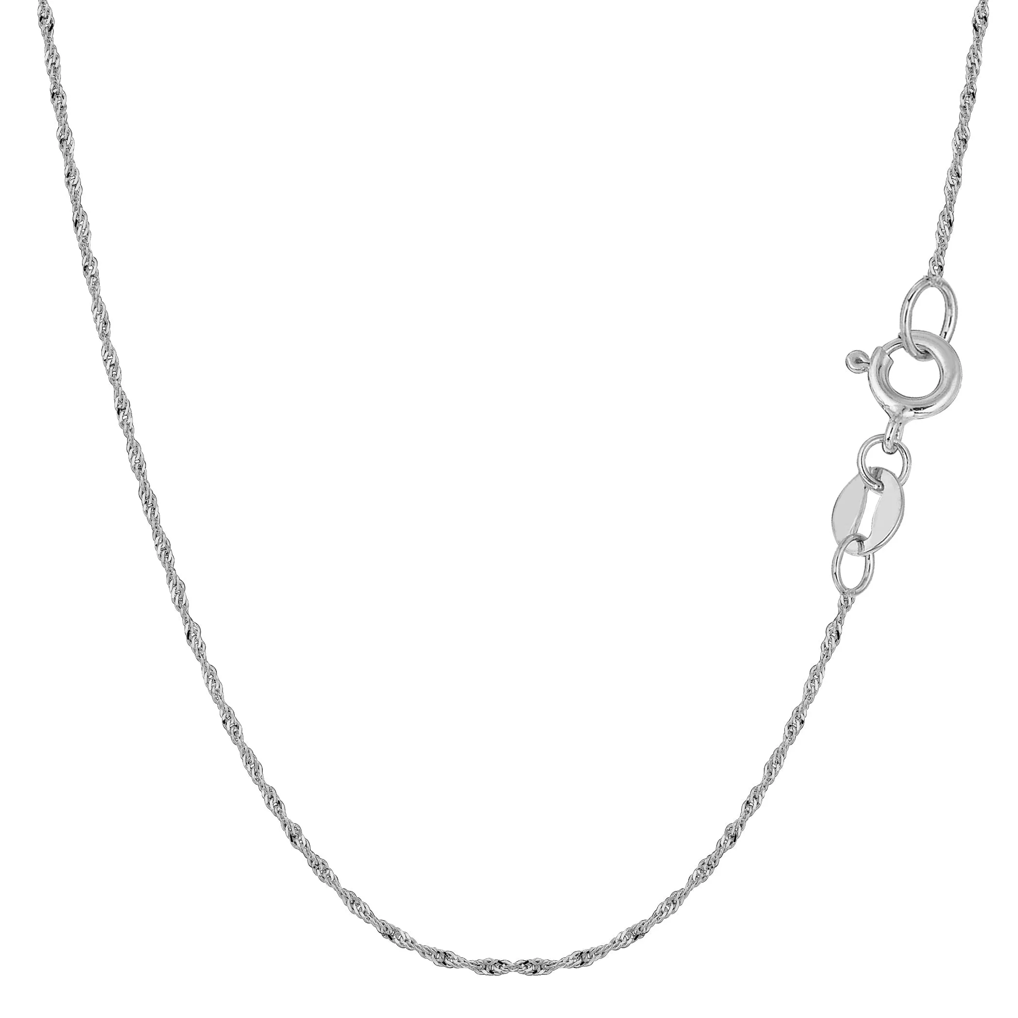 10k White Gold Singapore Chain Necklace, 1.0mm