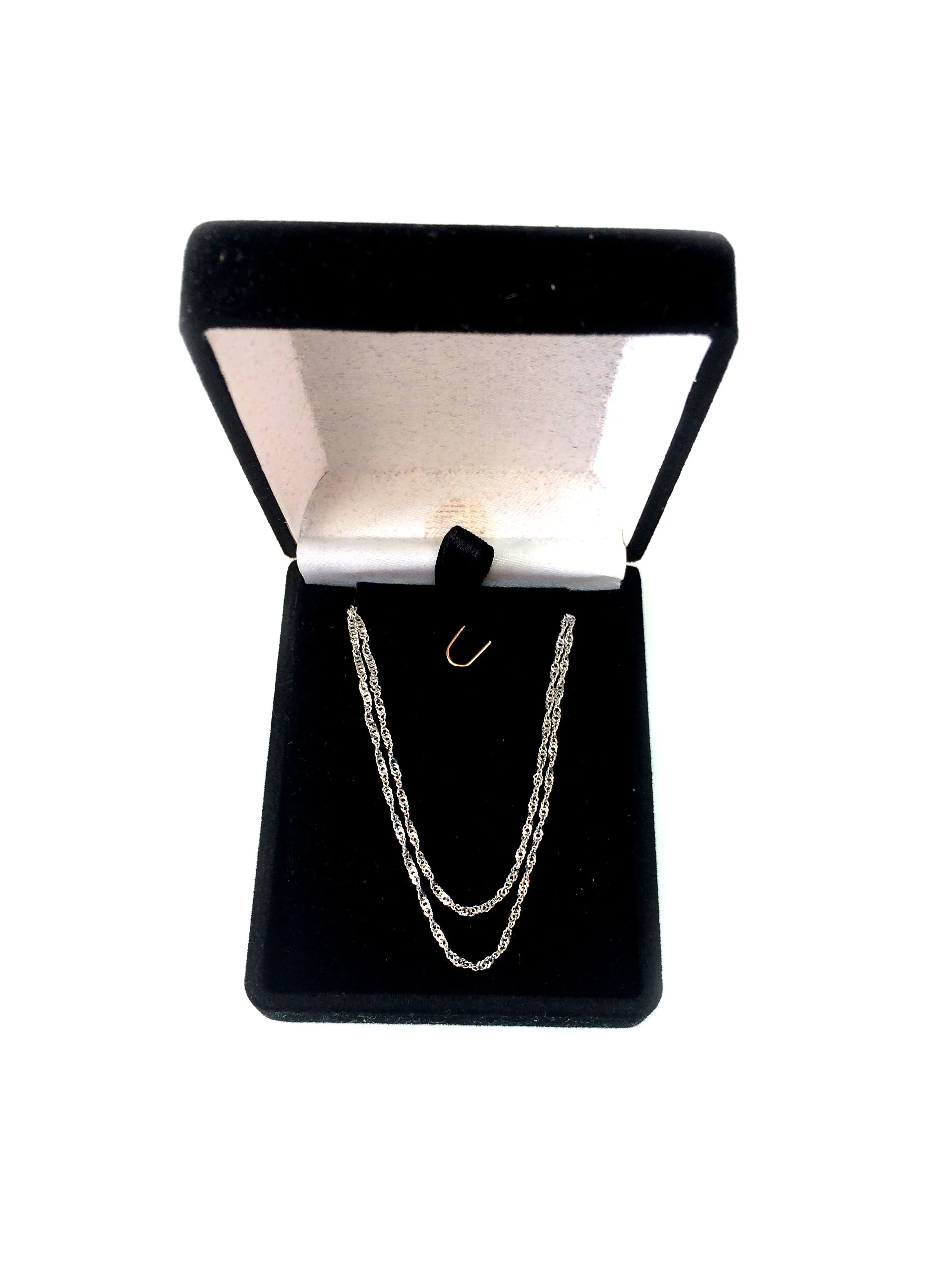 10k White Gold Singapore Chain Necklace, 1.5mm