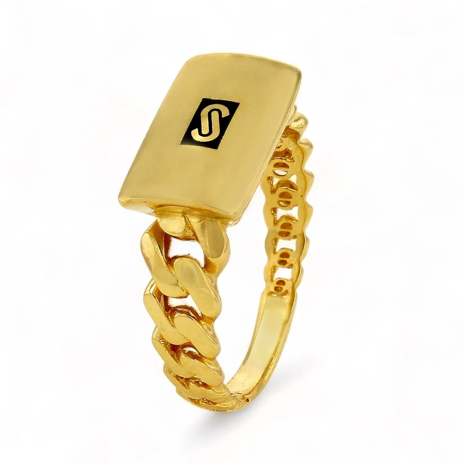 10k yellow gold classic plain original Monaco ring-M003