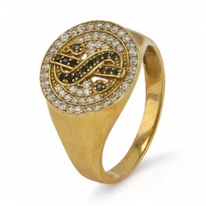 10K Yellow Gold Dollar Sign Ring - 220261