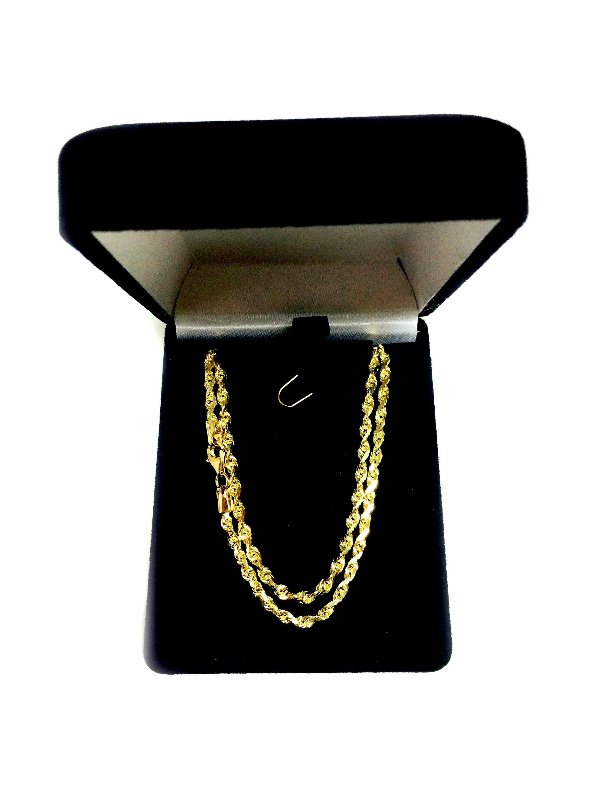 10k Yellow Solid Gold Diamond Cut Rope Chain Necklace, 2.75mm