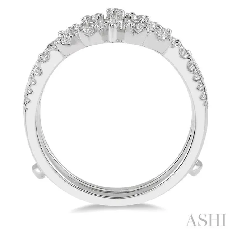 1/2 Ctw Mini Marquise Mounts Round Cut Diamond Insert Ring in 14K White Gold