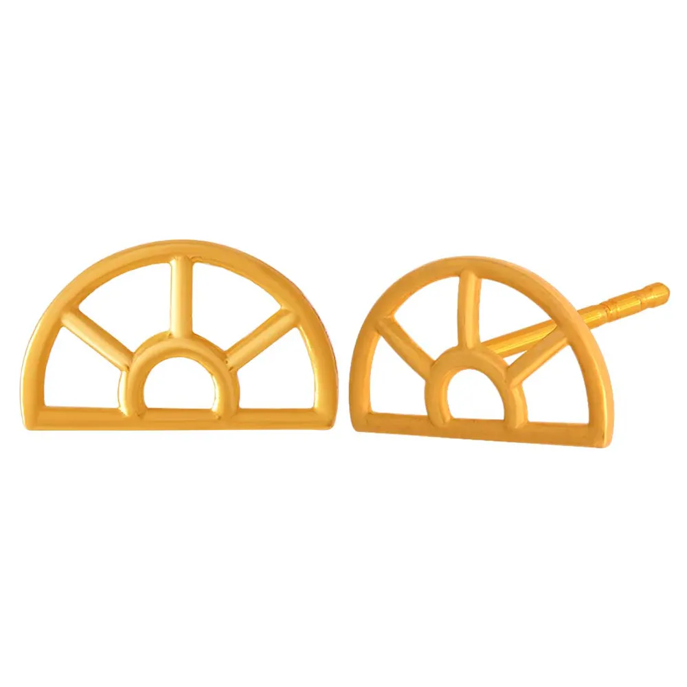 14k Arch Ventilator Designed Gold Earrings