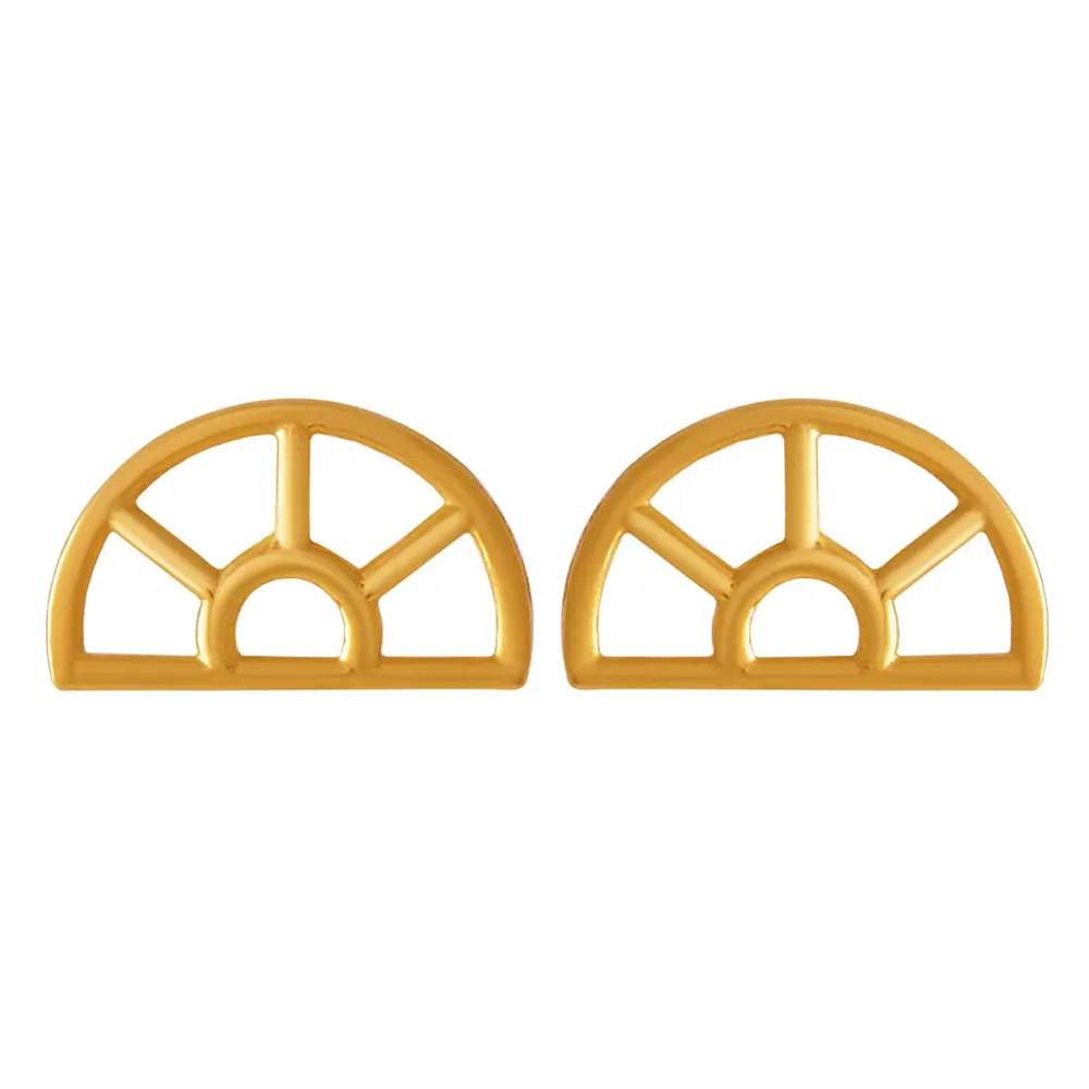 14k Arch Ventilator Designed Gold Earrings