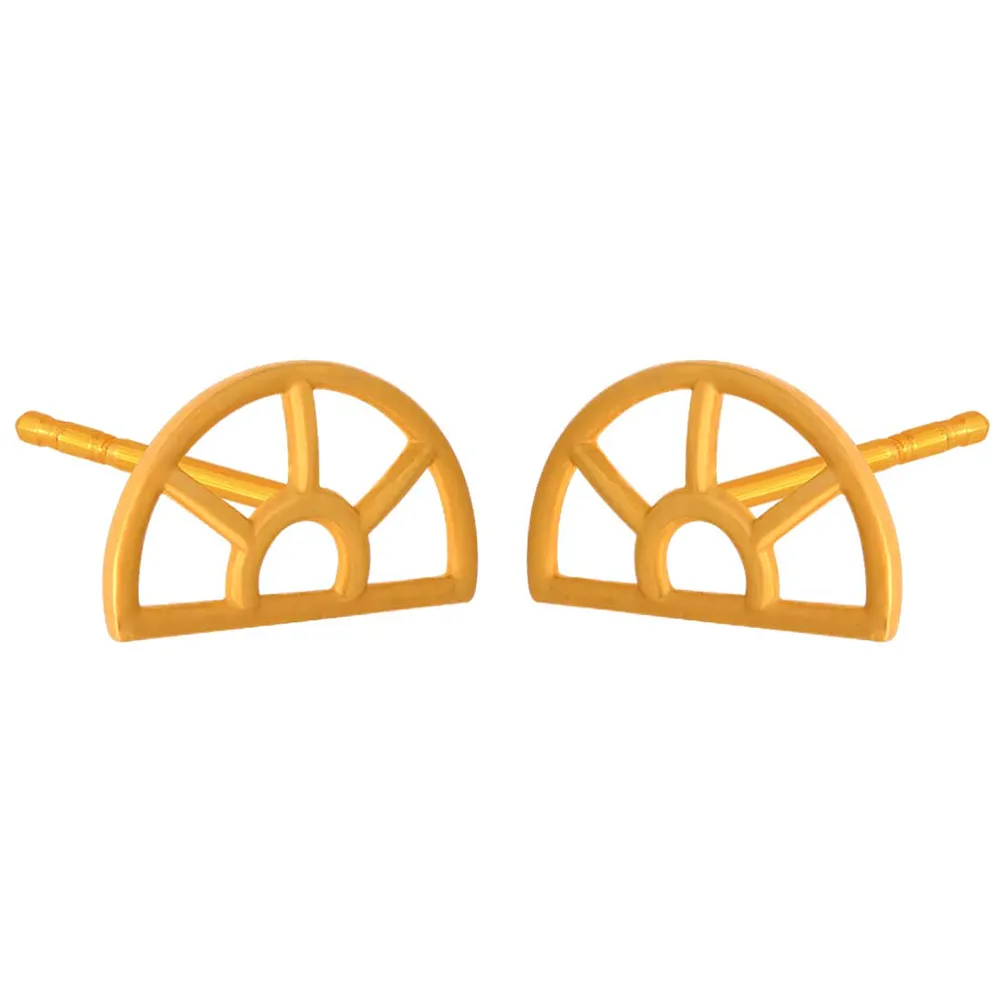 14k Arch Ventilator Designed Gold Earrings