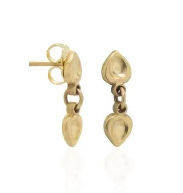 14k Gold Double Teardrop Dangle Earrings