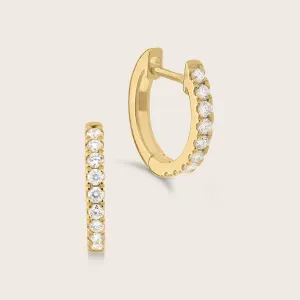 14k Gold Lab Grown Diamond Half Pavé Huggie Hoop Earrings