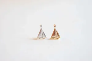 14K Gold Wholesale Filled Sailboat Charms -10mm x 15mm,sail boat ship charm, beach, ocean, sea, parasailing, sterling silver sailboat