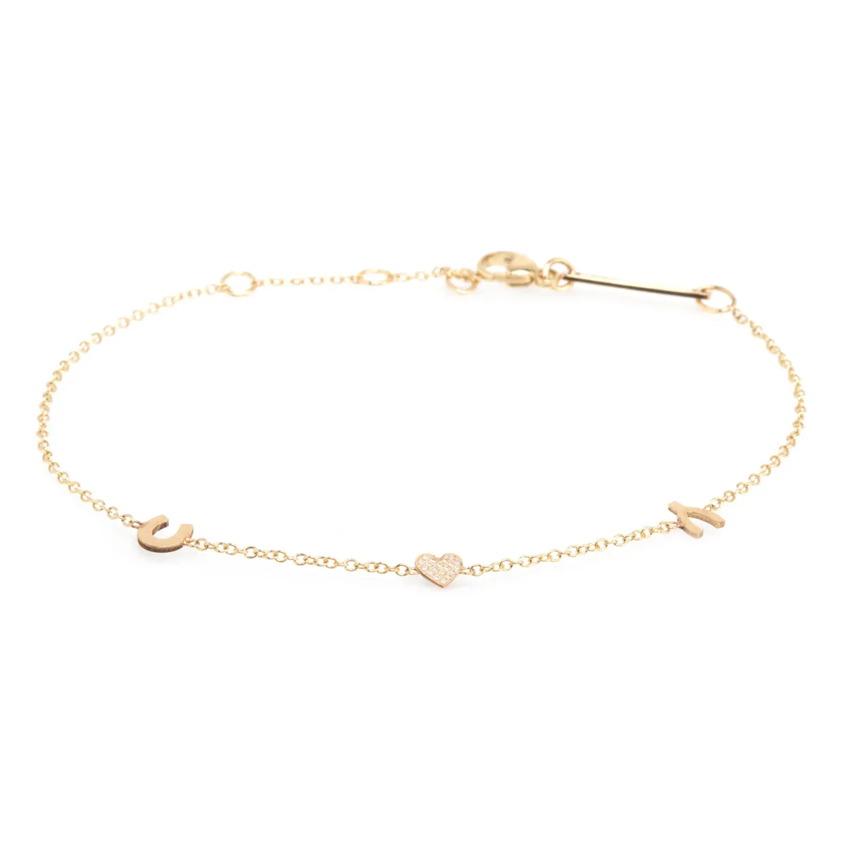 14k Pavé Diamond Itty Bitty Luck & Love Station Bracelet