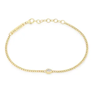 14k Pear Diamond XS Curb Chain Bracelet