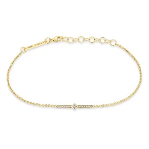 14k Princess Diamond & Diamond Bar Bracelet