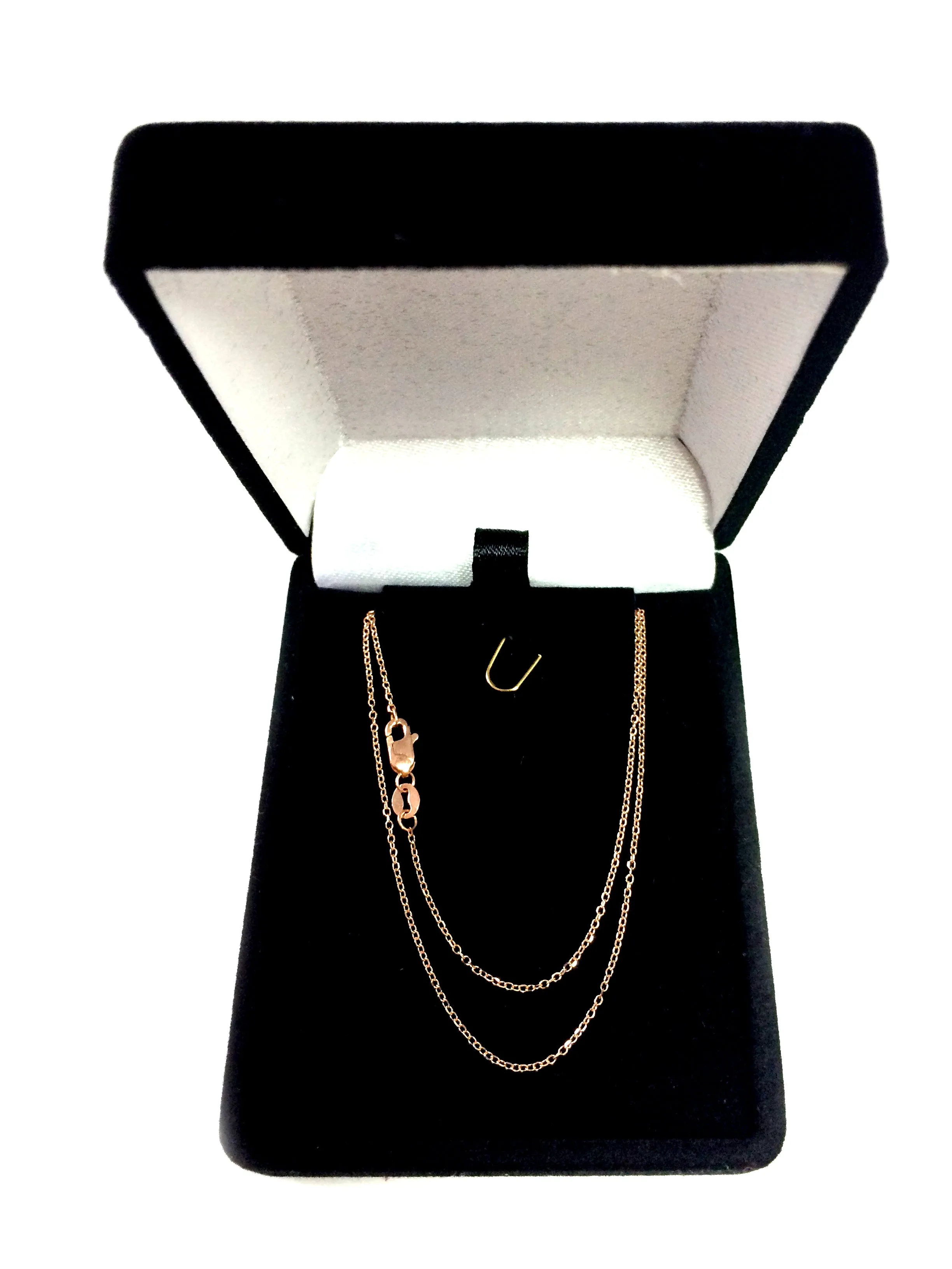 14k Rose Gold Cable Link Chain Necklace, 0.8mm