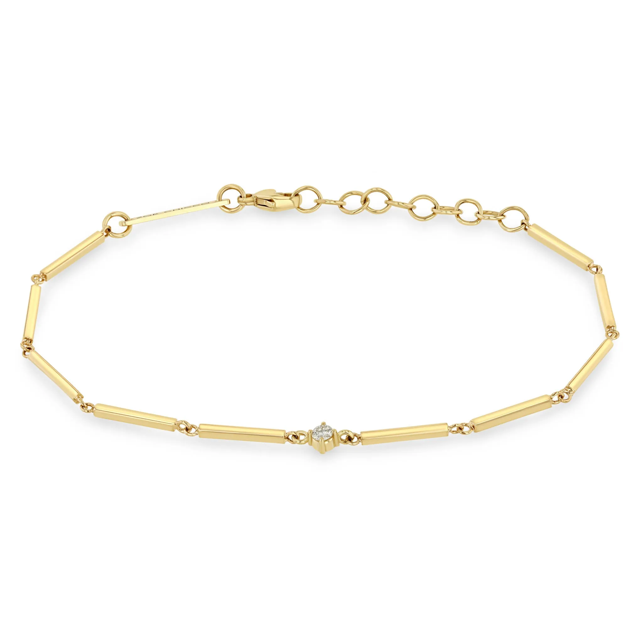 14k Single Diamond Gold Linked Bar Bracelet