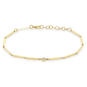 14k Single Diamond Gold Linked Bar Bracelet