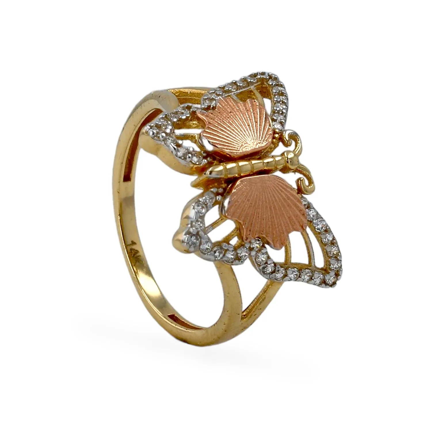 14K two tones gold butterfly ring-224810