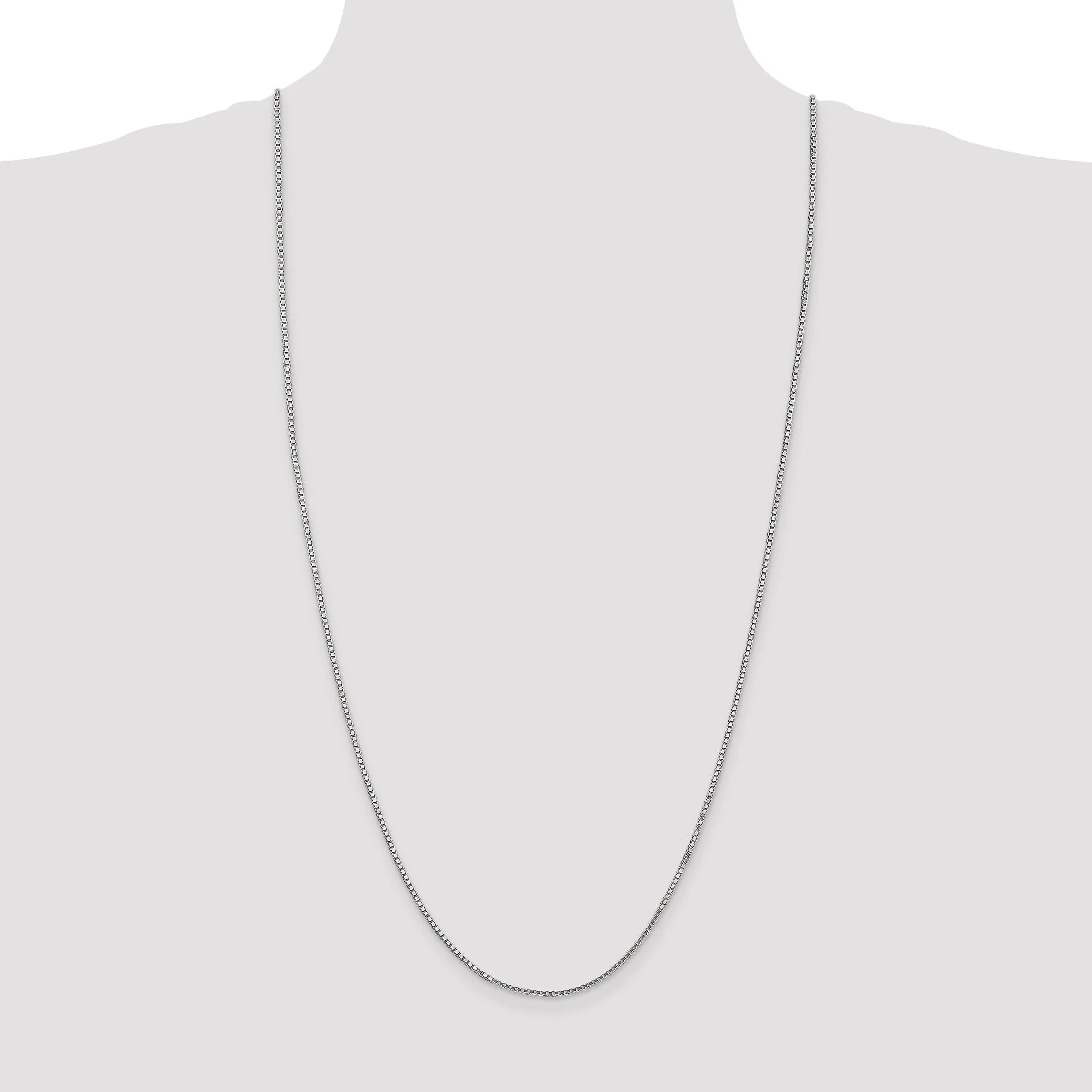 14k White Gold 1.35mm Polished Solid Box Chain