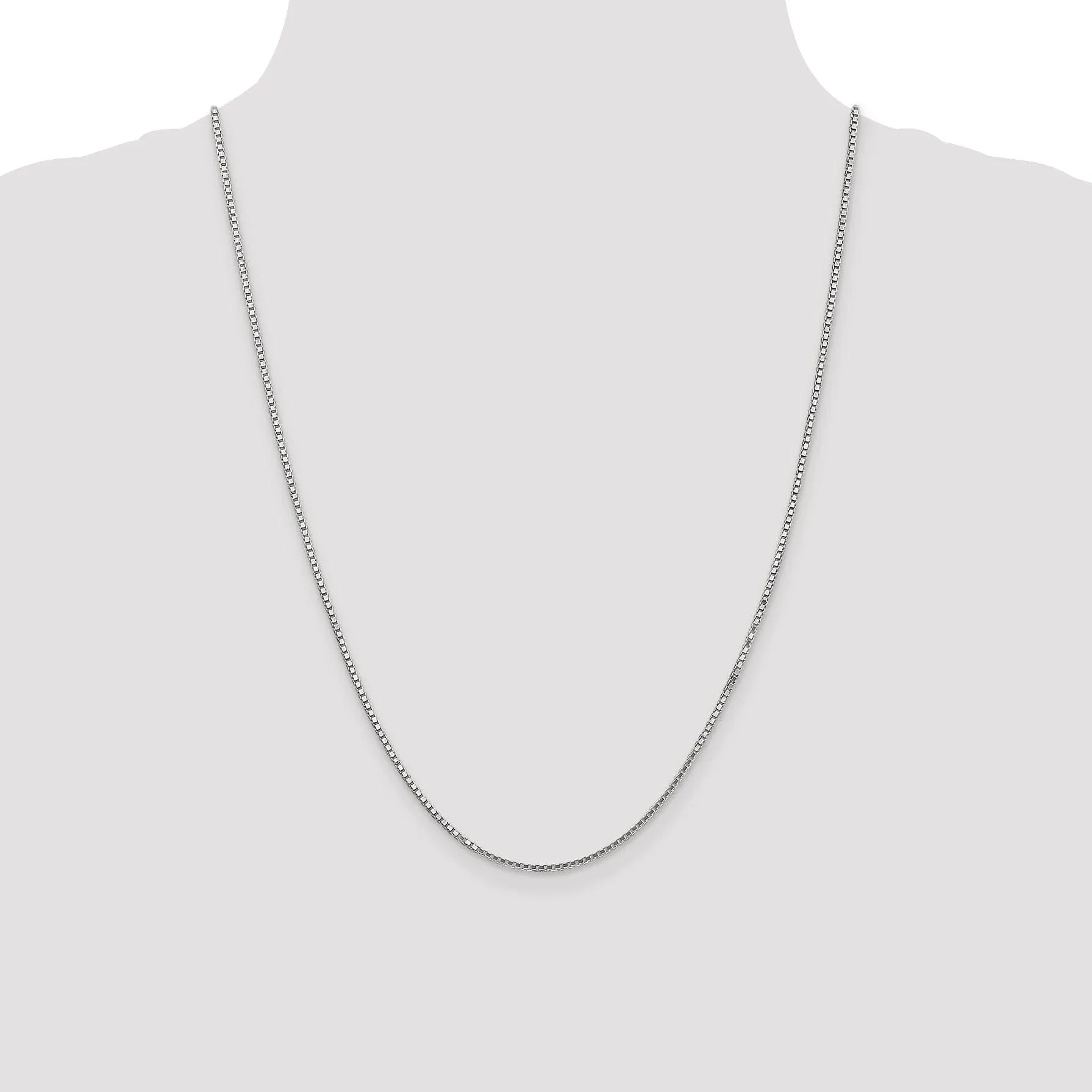 14k White Gold 1.35mm Polished Solid Box Chain