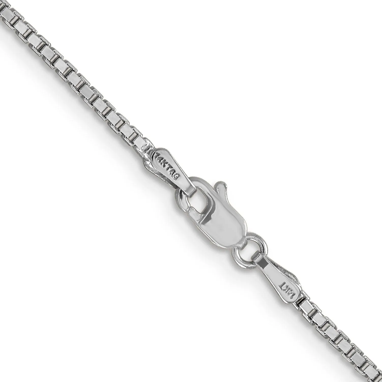 14k White Gold 1.35mm Polished Solid Box Chain