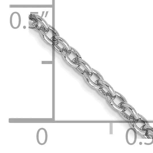 14k White Gold 1.90mm Solid Polish Cable Chain