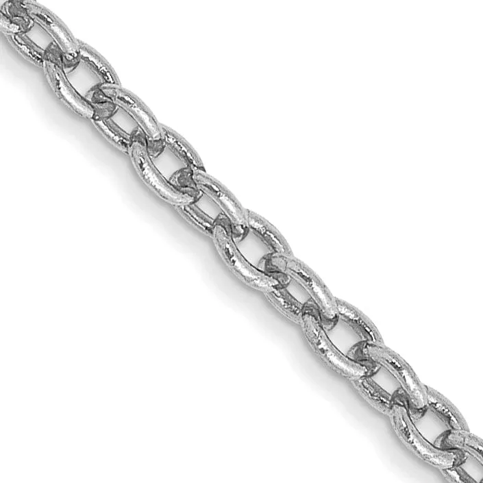 14k White Gold 1.90mm Solid Polish Cable Chain