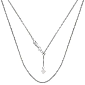 14k White Gold Adjustable Popcorn Link Chain Necklace, 1.3mm, 22