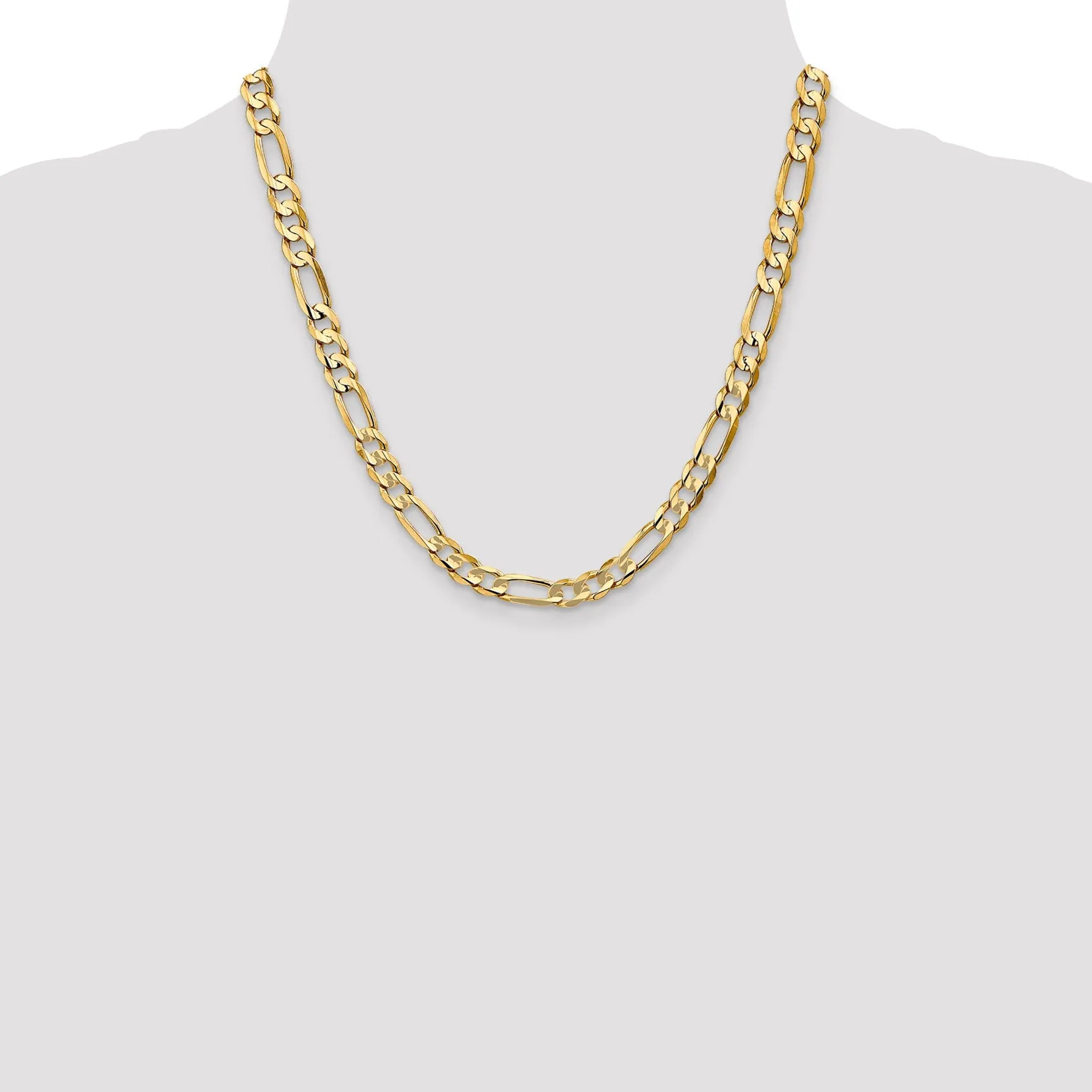 14k Yellow Gold 6.75m Concave Open Figaro Chain