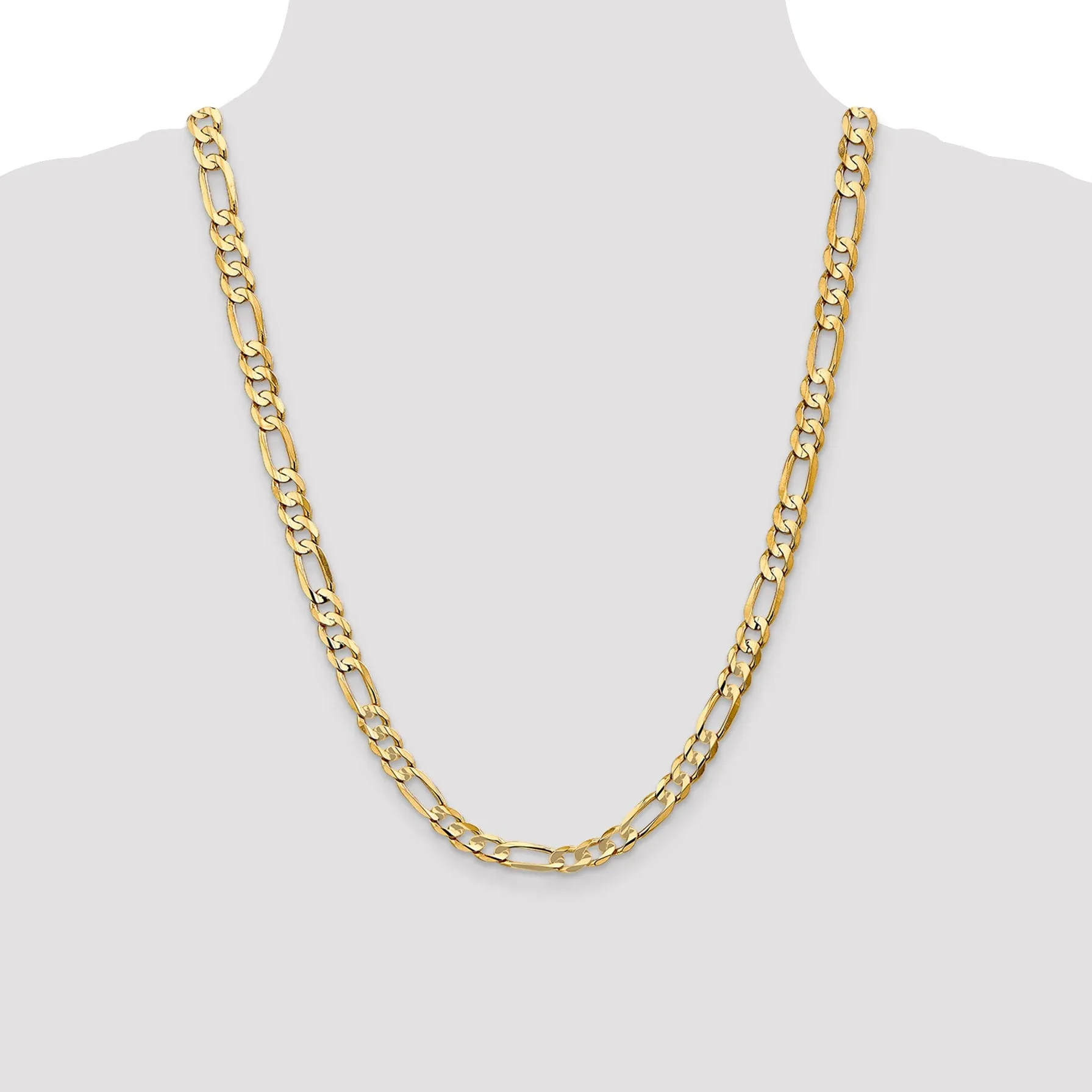 14k Yellow Gold 6.75m Concave Open Figaro Chain