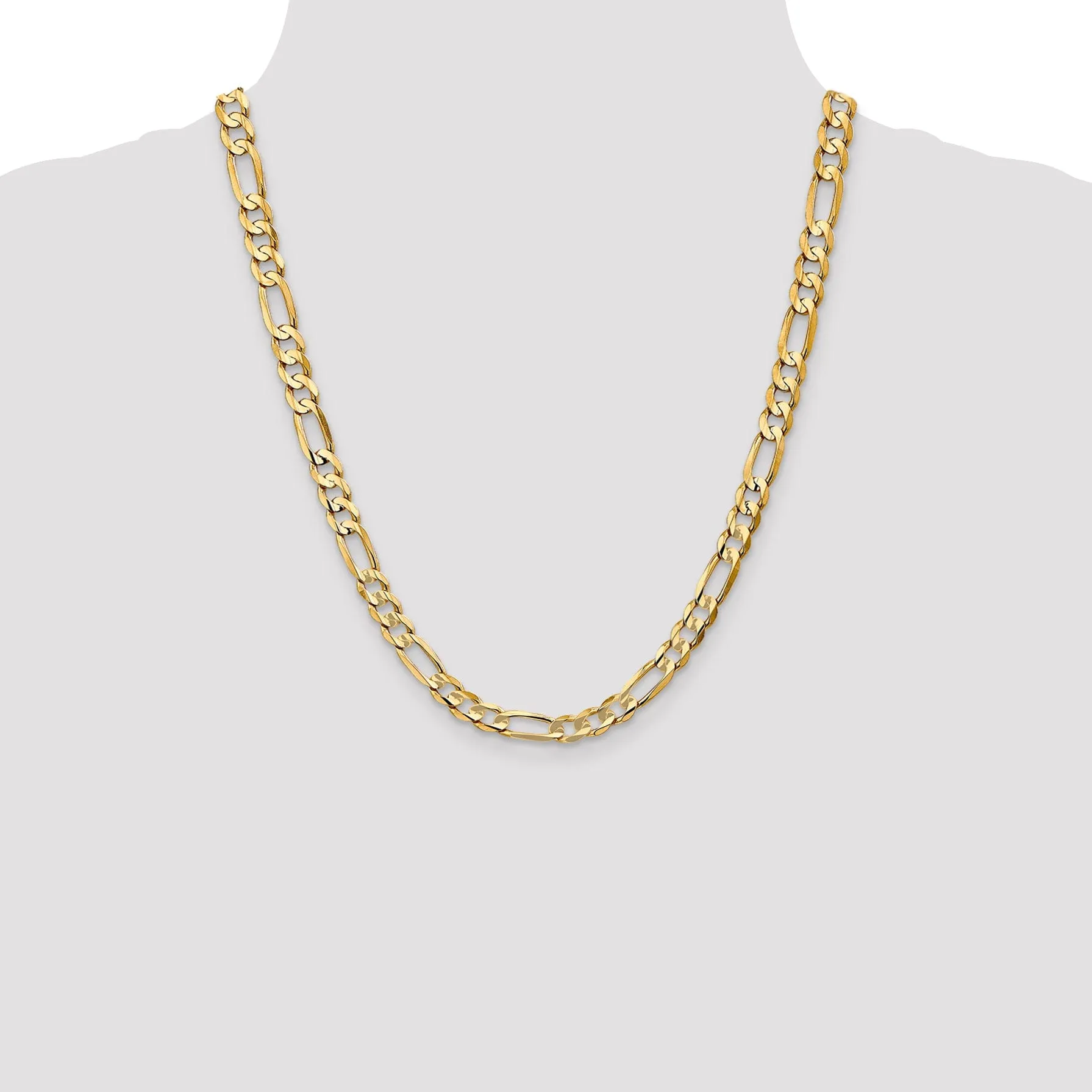 14k Yellow Gold 6.75m Concave Open Figaro Chain