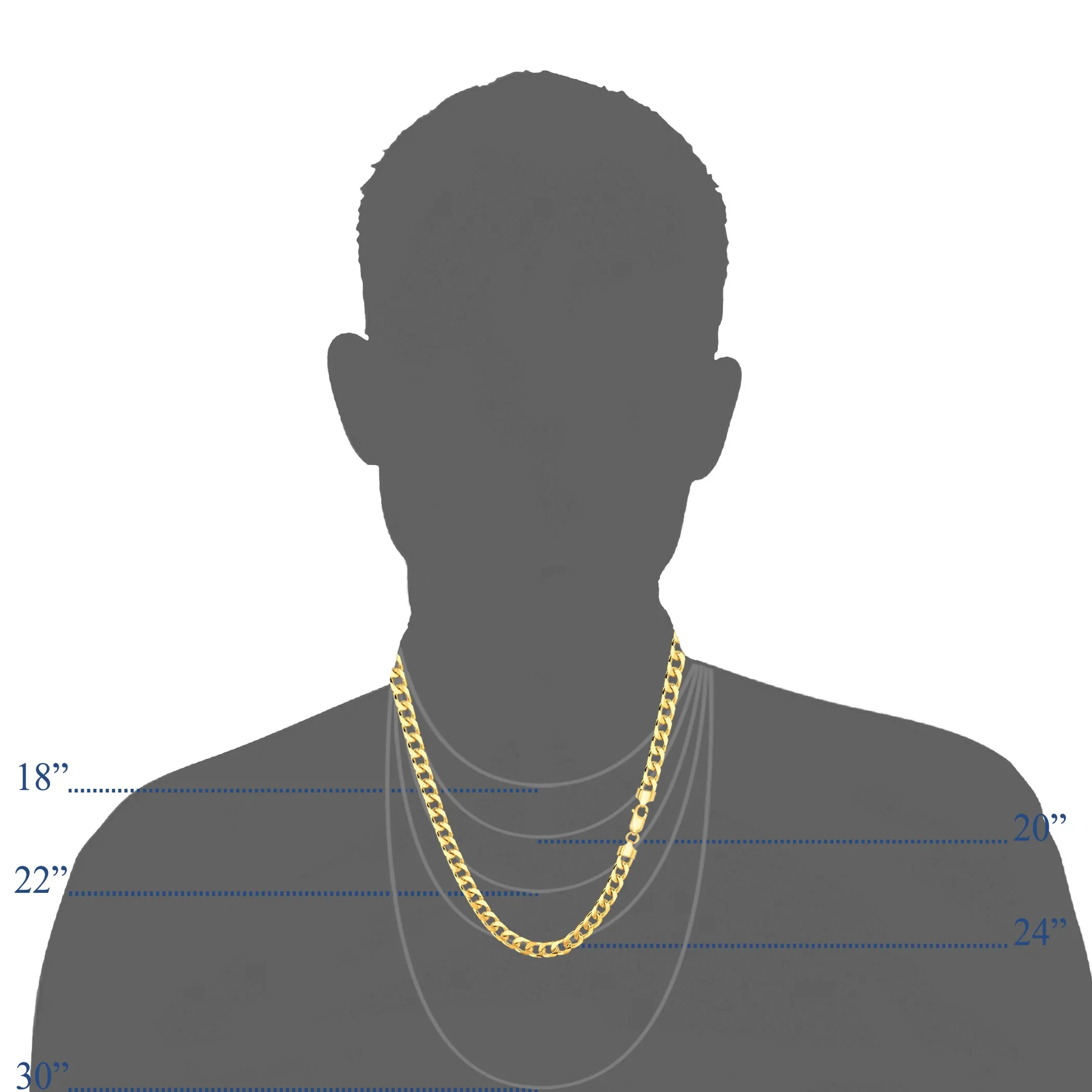 14k Yellow Gold Miami Cuban Link Chain Necklace, Width 4.4mm