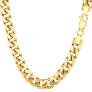 14k Yellow Gold Miami Cuban Link Chain Necklace, Width 6.9mm