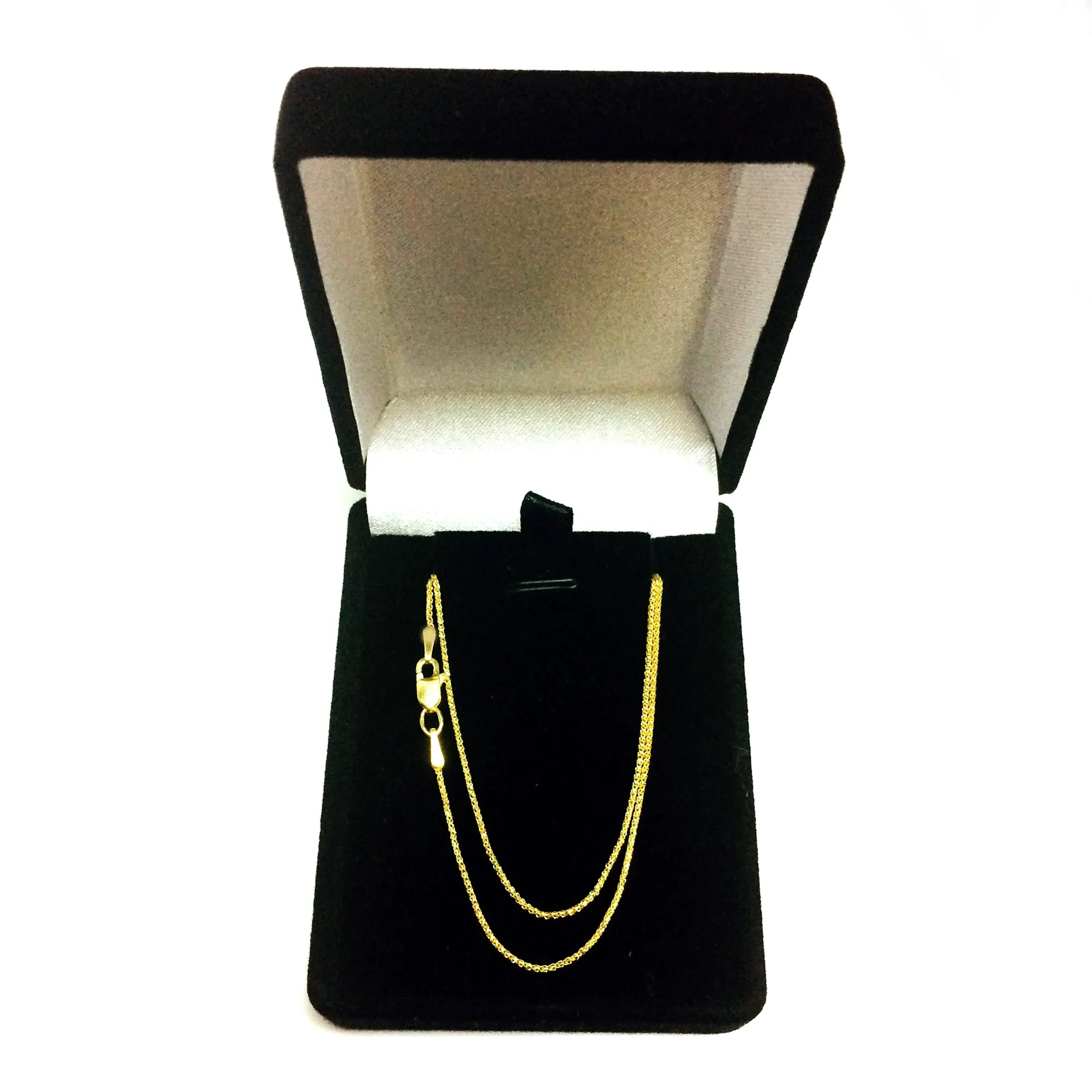 14k Yellow Gold Round Diamond Cut Wheat Chain Necklace, 1.0mm