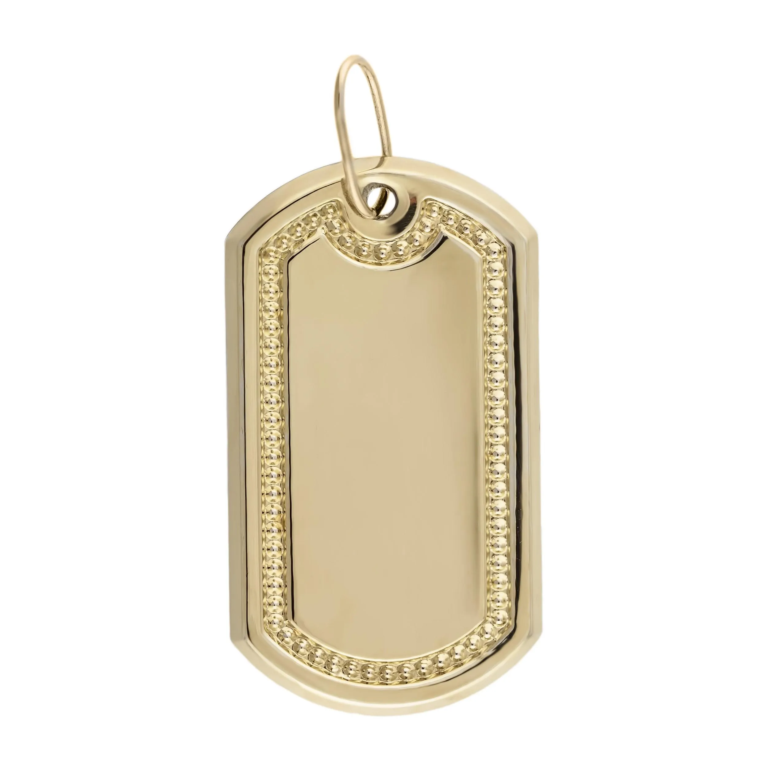 1.5" Dog Tag Plain Charm Pendant Genuine 10K Yellow Gold