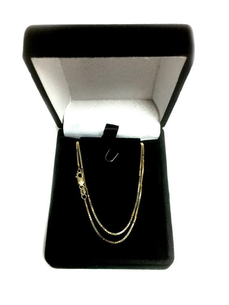 18k Yellow Solid Gold Mirror Box Chain Necklace, 0.8mm