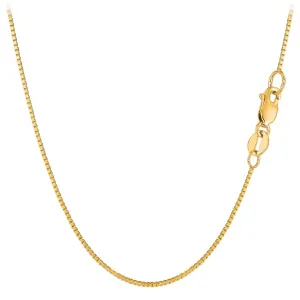 18k Yellow Solid Gold Mirror Box Chain Necklace, 0.8mm