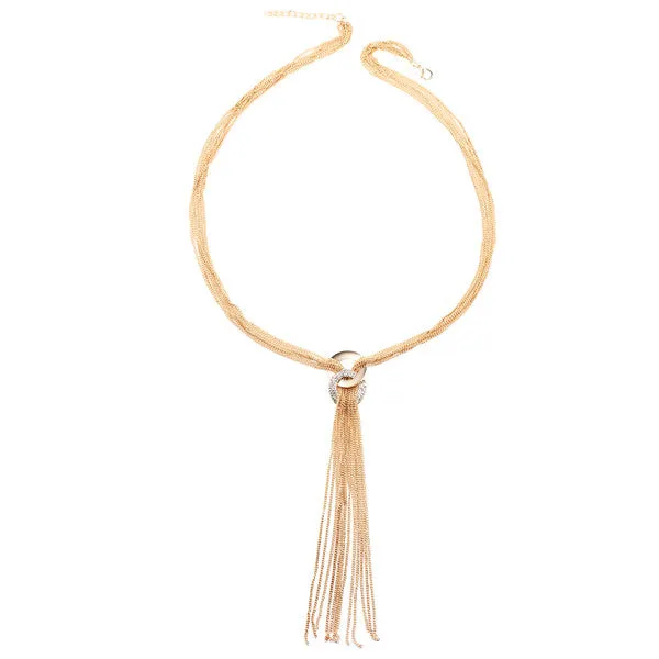 2017 Long Tassel Necklace Multilayer Choker Women Gold Color Crystal Sweater Boho Love colar Chain Maxi Necklaces Party Jewelry