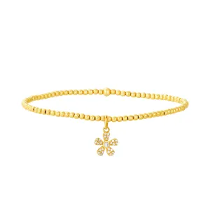 2mm Signature Bracelet with 14k Diamond Flower Charm