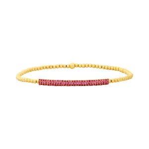 2MM Signature Bracelet with 14K Pink Sapphire Bar