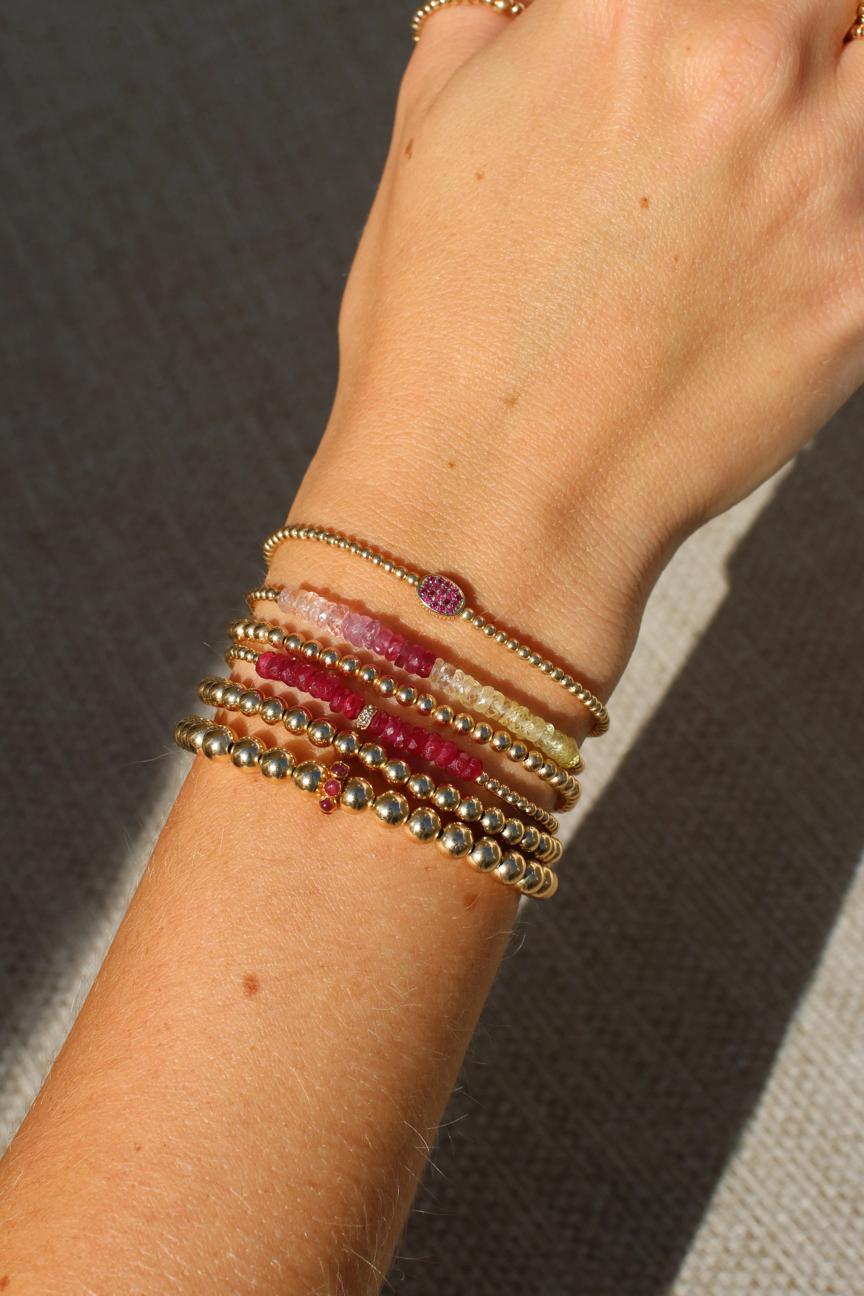 2MM Signature Bracelet with 14K Ruby Bean