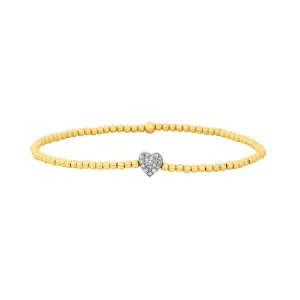 2MM Signature Bracelet with Sterling Silver Oxidized Diamond Heart Bead