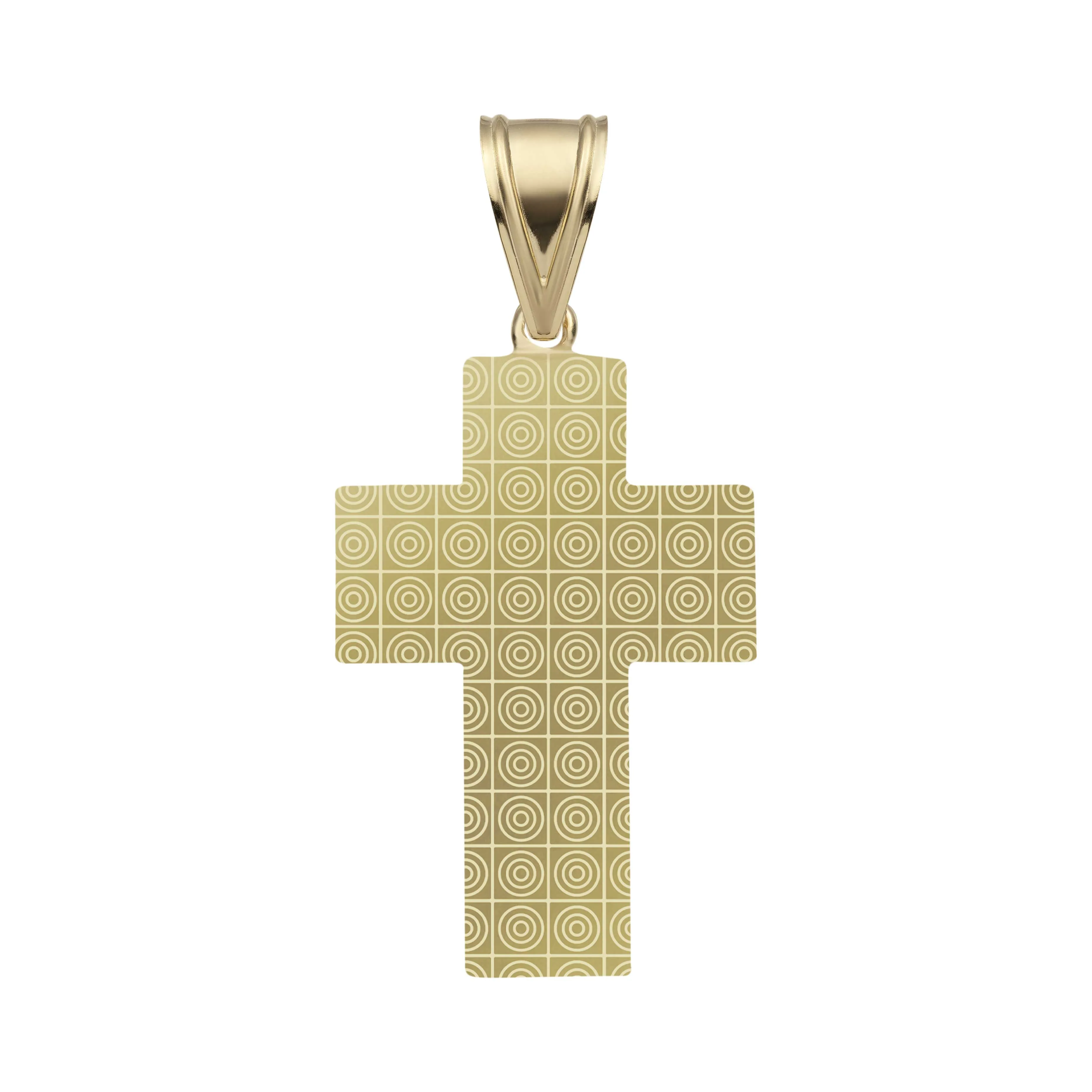 2" Nugget Framed Cross Last Supper Pendant 10K Yellow Gold