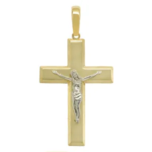 2" Polished Jesus Crucifix Cross Pendant Solid 14K Yellow Gold