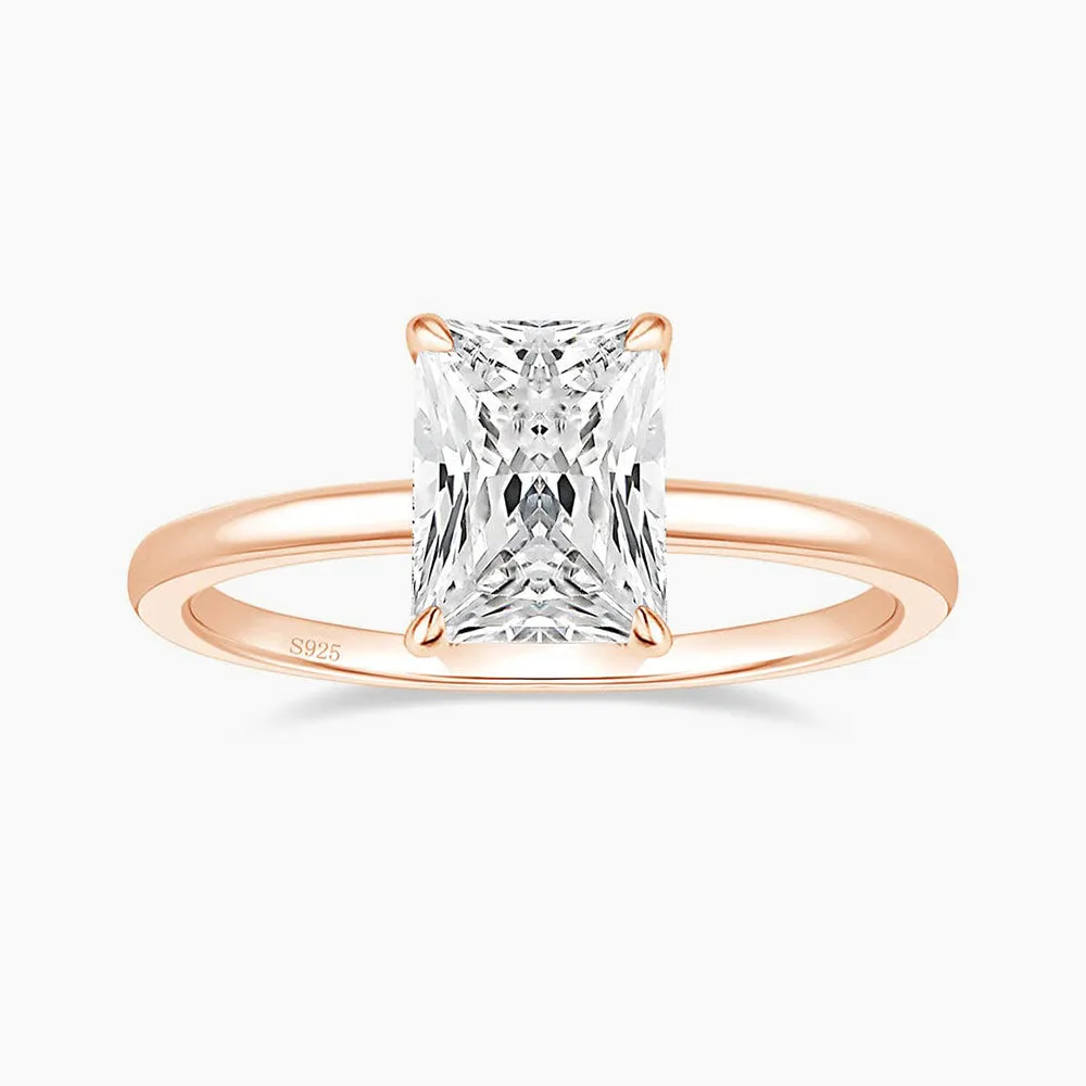 3CT S925 Radiant Cut Cubic Zirconia Engagement Ring